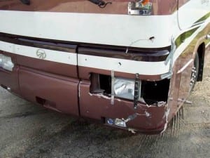 damaged bus motor home rv